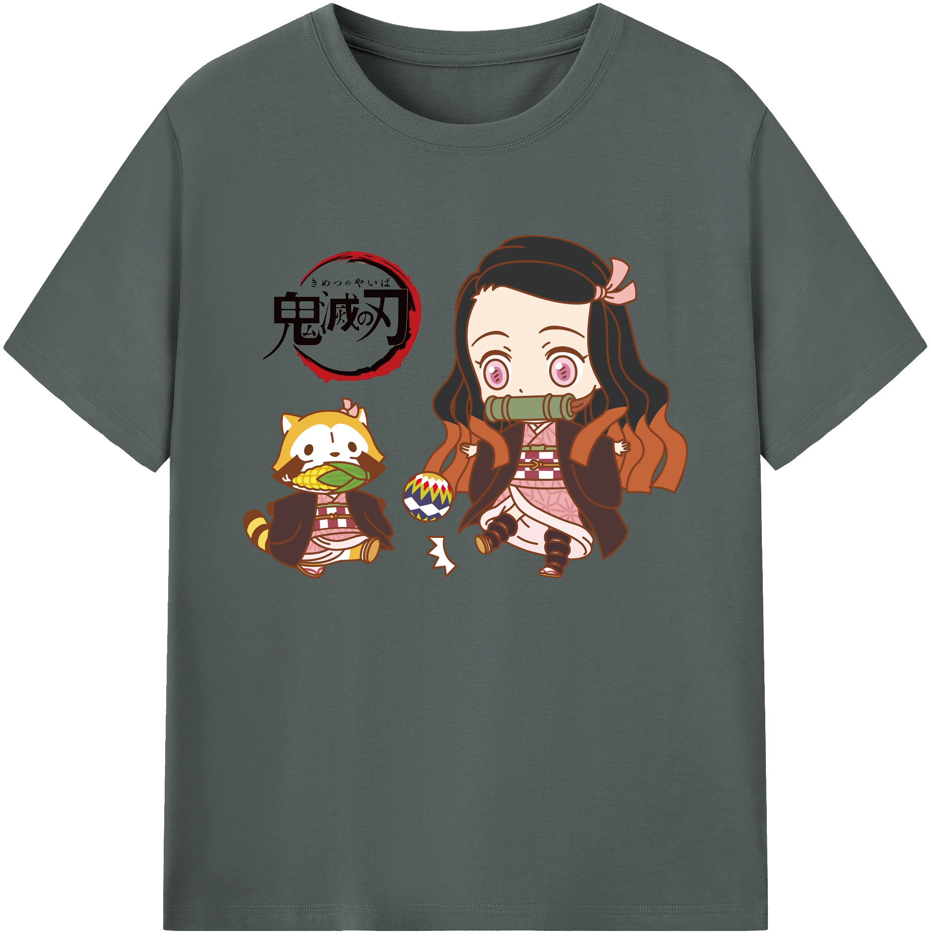 （画像用） 鬼滅の刃（きめつのやいば）竈門 禰󠄀豆子／かまど ねずこ Kamado Nezuko 綿100％ メンズ半袖Tシャツ｜肌触りやわらか＆通気性